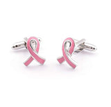 Trendy Men's French Shirts Pink Ribbon Cancer Care Symbol Cuff Links Cuff lings Cuff Buttons Cufflinks for Men and Women / AZCFAS004-SPI