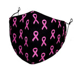 Set of 2 - Pink Ribbon Breast Cancer Ribbon Print Fashion Mask for Men and Women / AZMF3647-BPK