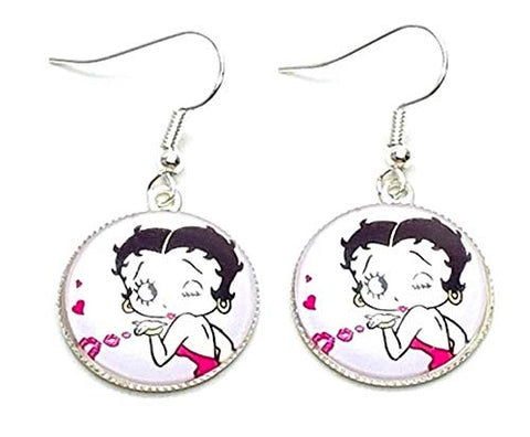 Trendy Fashion Classic Character Betty Boop Earrings For Women / (AZEABF007-SIL)