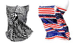 Set of 2 - Fashion Multi Use Patriotic/Animal Print Tube Scarf or Mask for Men & Women / AZMT0318 (Black, Red)
