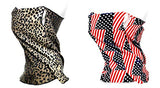 Set of 2 - Fashion Multi Use Patriotic/Animal Print Tube Scarf or Mask for Men & Women / AZMT0318 (Black, Red)