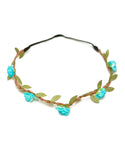 Braided Cord with Leaves and Flower Stretch HeadBand For Women / AZFJHB601-GBL