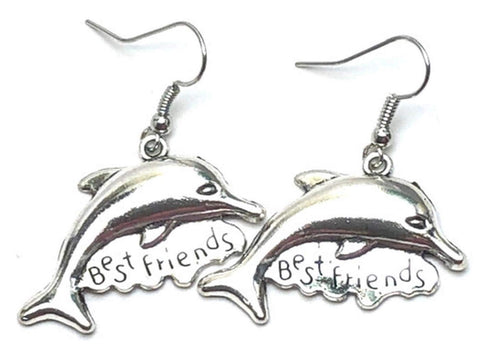 Fashion Trendy Valentine"Best Friends" Dolphin Dangle Earrings For Women / AZAEVB103-ASL