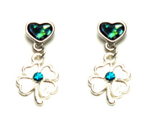 St.Patrick's Day Fashion Trendy Delicate Clover Dangle Earrings For Women / AZEACL102-SAB