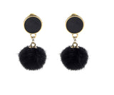 Fashion Cute Plush Ball Enamel Stud Dangle Earrings for Women / AZERPP007