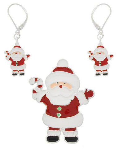Christmas : Santa Claus Pendant & Earring Set For Women / AZFJPS666-SMU