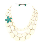 Textured Starfish Accented Pebble Necklace / AZNSSEA118-GMT