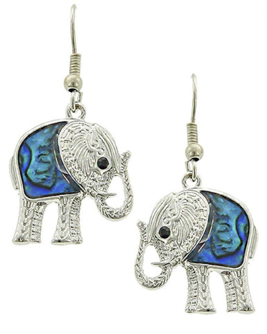 Trendy Fashion Elephant Abalone Dangle Earrings For Women / AZEREL001-SAB