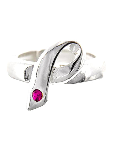 Breast Cancer Awareness - Message Pink Ribbon Stretch Ring For Women / AZRIBC182-ASP
