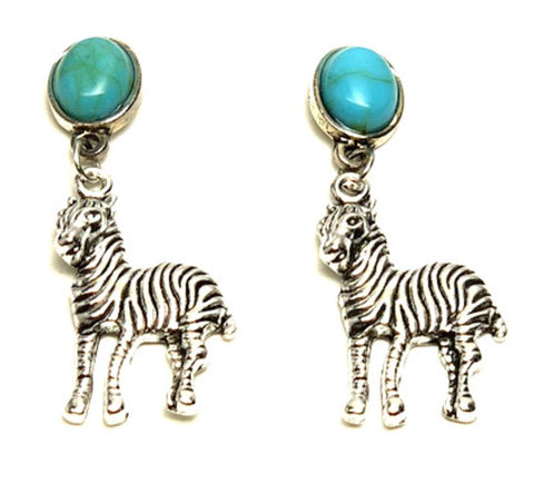 Trendy Unique Fashion Zebra Animal Dangle Earrings For Women / AZAEAL501-AST