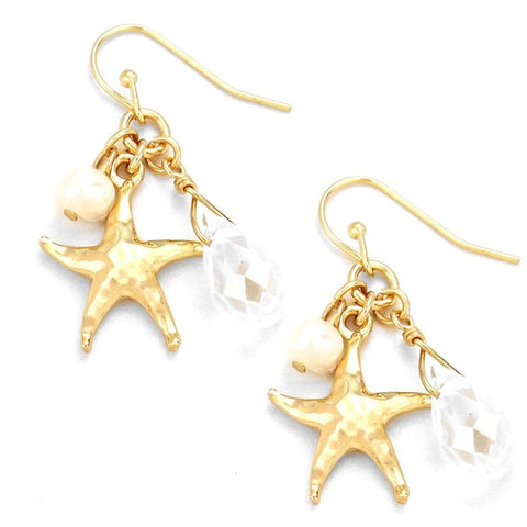 Hypoallergenic Starfish Dangle Earrings / AZERSEA021-GCL