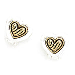 Valentine Heart / Vine Filigree Double Sided Heart Clip On Earrings / AZERCO556-ASG