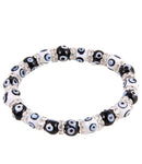 Murano Glass Beads & Crystal Accents Evil Eye Stretch Bracelet / AZBRST026-WBK