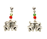Christmas : Antique Silver Christmas Bell Dangle Post Dangle Earrings For Women / AZAEXA007-ASL