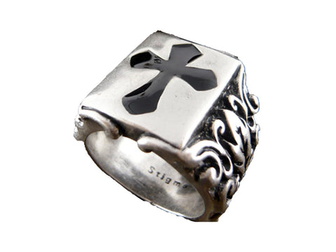 Mens stainless steel ring - Cross - Size 11