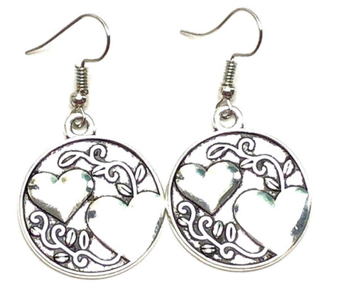 Fashion Trendy Valentine Elegant Heart Love Dangle Earrings For Women / AZAEVH601-ASL