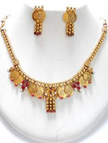 Indian Traditional Imitation Laxshmi Har/Temple Coin Jewelry for Women / AZINLS301-GRD