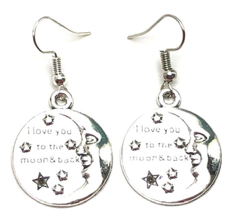 Fashion Trendy Valentine Message"I Love You To The Moon & Back" Earrings For Women / AZAEVH501-ASL