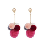 Fashion Pom Pom Ball Drops Long Pin Dangle Earrings for Women / AZERPP005