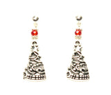 Christmas : Antique Silver Christmas Tree Dangle Post Earrings For Women / AZAEXA008-ASL