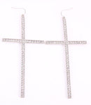 Cross Hook Earrings - Silver Clear