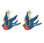 Fashion Unique Cute Bird Drop Post Earrings / AZERALH03-GBR