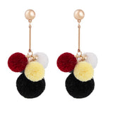 Fashion Pom Pom Ball Drops Long Pin Dangle Earrings for Women / AZERPP005