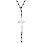Arras Creations Trendy Crystal Pave Cross Beaded Barefoot Sandals Anklets for Women / AZANBF201-BLK-CRO