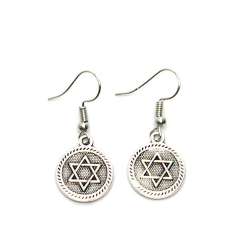 Fashion Trendy but delicate ANTIQUE STAR OF DAVID EARRINGS For women. / AZAESD002-ASL