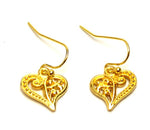 Fashion Trendy Valentine Heart Love Dangle Earrings For Women / AZAEVH401-GLD