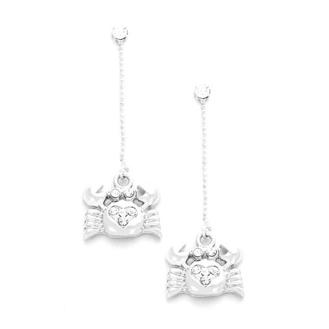 Fashion Trendy Cancer - Zodiac Sign Dangle Earrings For Women / AZZECN150-SIL