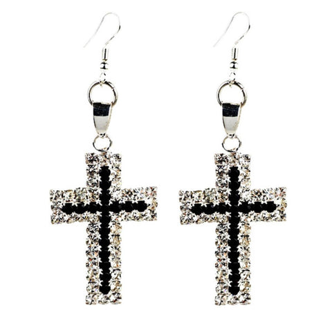 Christian Fashion Cross Dangle Womens Earrings / AZERCRA01-SCB