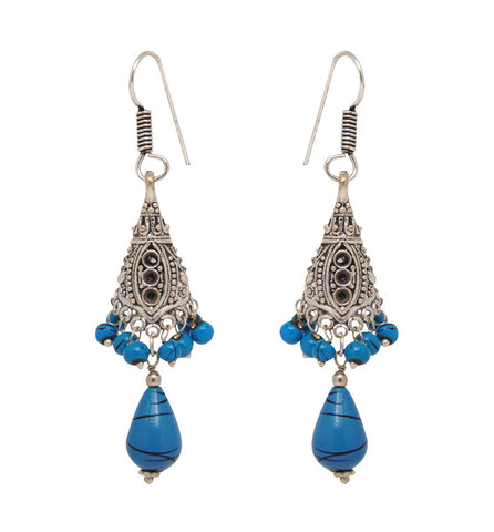 Bollywood Trendy Fashion Oxizied Glass Stone Drop Earrings For Women / AZINOXE18-AST