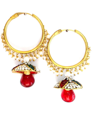 Imitation Designer Hoop Style Jhumka Earrings For Women / AZINHZ751-GRD