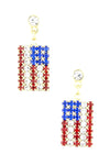 Fashion Independence Day American Crystal Flag Dangle Earring Set For Women / AZERPT017-GRB-PAT
