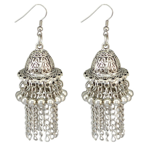 Fashion Boho Gypsy Cute Bell Chain Tassel Dangle Earrings For Women / AZERAL034-ASL