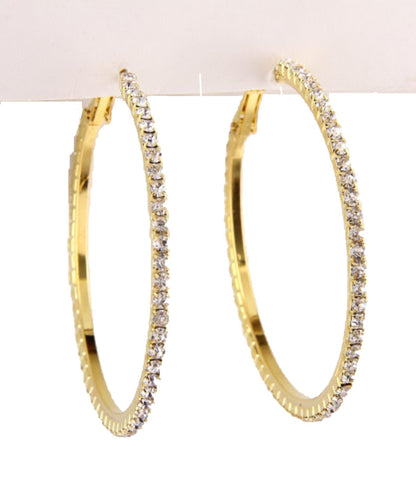 Hoop Earrings with Rhinestones / AZERFH064-GCL