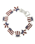 USA American Flag Foldover Clasp Bracelet / AZBRCB369-SMU-PAT