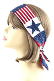 PATRIOTIC AMERICAN FLAG PRINT HEADWRAP / AZFJPB944-RBW-PAT