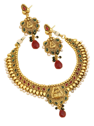Authentic Indian Traditional Imitation Gold Tone Jewelry for Women / AZINGT301-GRG