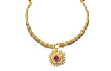 Imitation Traditional Kolhapuri Necklace - Rava Pendant Pipe Thushi For Women / AZMKN1039-GLD