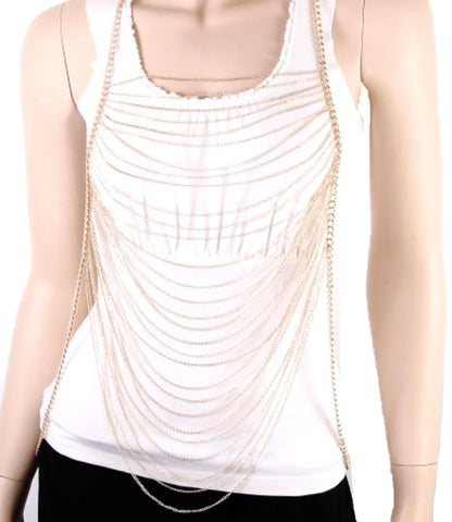 Fashion Trendy Body Chain - Gold Tone For Women / AZFJBC024-GLD