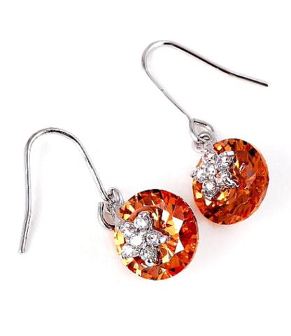 Cubic Zirconia Earrings / Color: Orange / AZERFH115-SOR