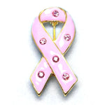 Crystal Stud Pink Ribbon Brooch or Pin - Breast Cancer Awareness For Women / AZFJBR033-GRB-BCA