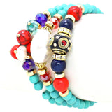 Fashion Trendy Dual Function Multi Bead Bohemian Stretch Bracelet For Women / AZBRST046-GTU