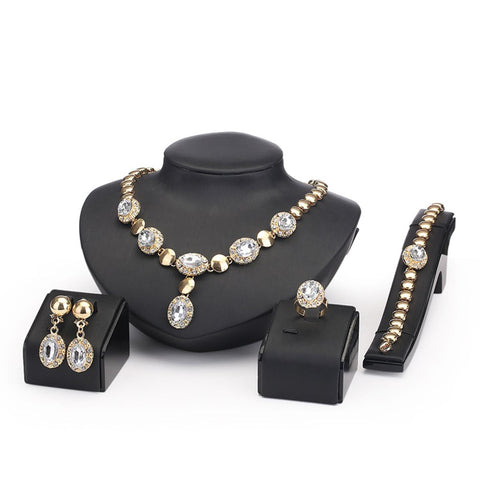 Trendy Partywear - CZ Necklace Earring Set / AZFJFS004-GCL
