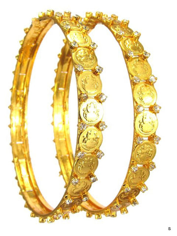 Imitation Kolhapuri Coin Gold Bangles/Bracelet/Color : Gold Tone for Women