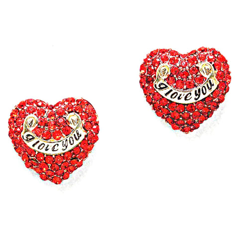 Valentine : Heart Rhinestone Stud Earrings for Women