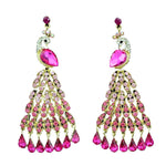 Fashion Peacock Luxury Statement Long Earrings For Women / AZIDPEA04-GPI
