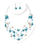 Sea Life Theme Turquoise on Wire Illusion Necklace Earring Set / AZNSSEA001-TWH